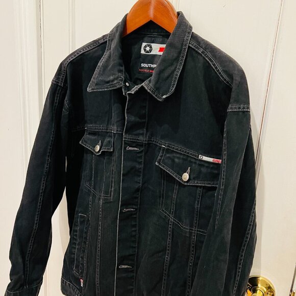VTG Southpole Jacket Mens Black Denim Y2K Type II Grunge 90s Rap Hip Hop 90s - Picture 12 of 16